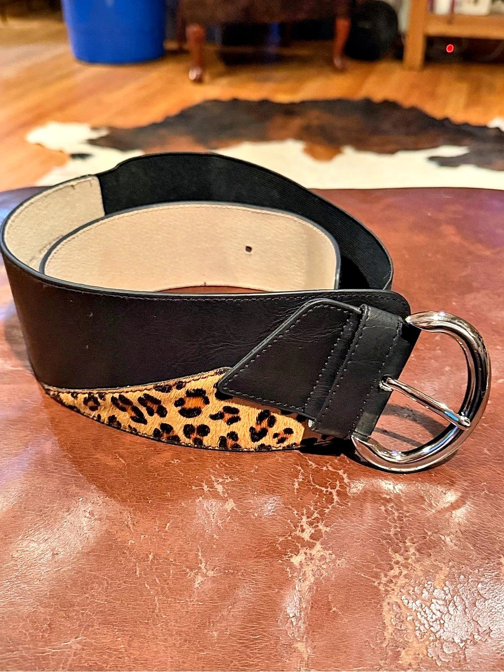 Chicos Animal Print Leather Belt Size Large